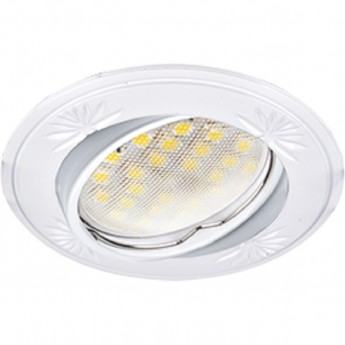 Светильник ECOLA MR16 DL21 GU5.3 встр. литой поворотный искр.гравир. Четыре цветка Белый 23x84 Светильник ECOLA MR16 DL21 GU5.3 встр. литой поворотный искр.гравир. Четыре цветка Белый 23x84